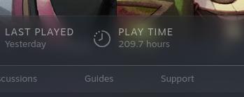 A picture of my steam library hours logged on Deadlock: 209.7 hours.